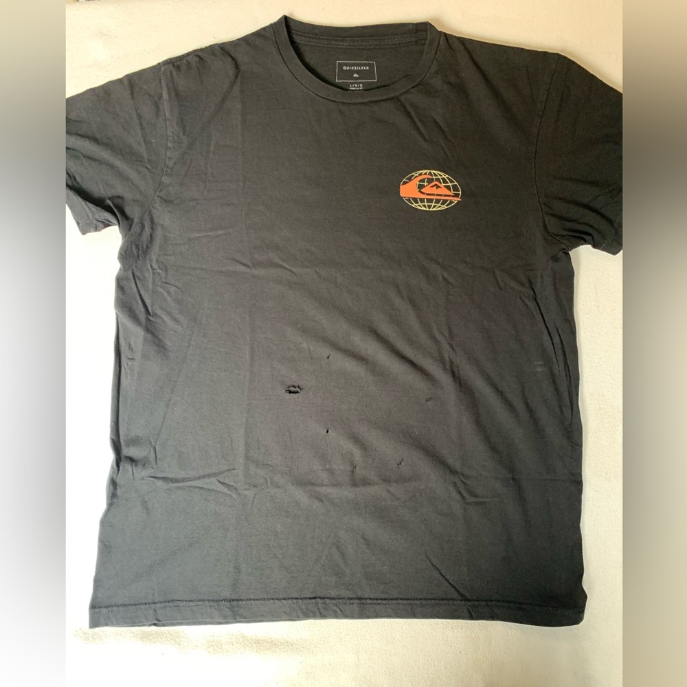 Quiksilver Black Short Sleeve Tee with Orange Logo